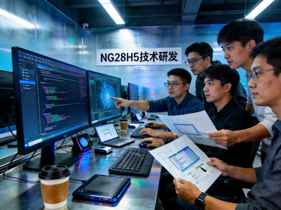 NG28H5平台技术研发团队工作场景 - 工程师们正在优化H5游戏加载引擎